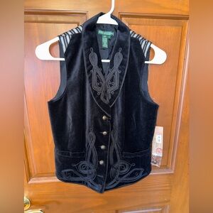 Ralph Lauren Black Velvet Women’s Vest Regent Street Black NWT $159 Size Small